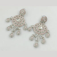 Rajwadi Collection Silver Pated Crystal Stone Dangler Earrings