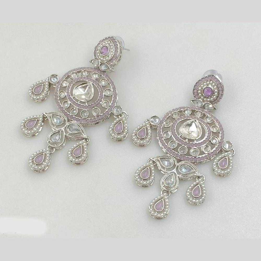 Rajwadi Collection Silver Pated Crystal Stone Dangler Earrings