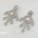 Rajwadi Collection Silver Pated Crystal Stone Dangler Earrings