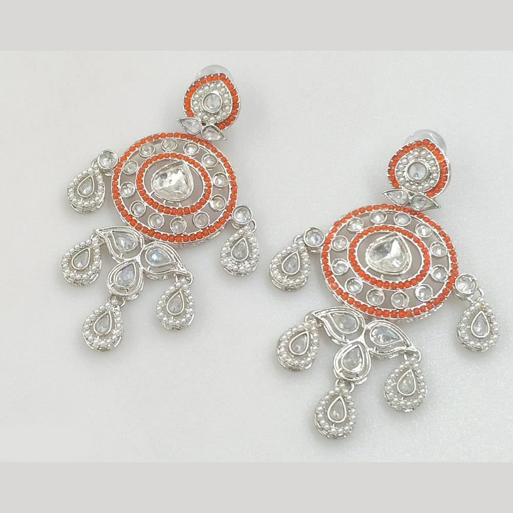 Rajwadi Collection Silver Pated Crystal Stone Dangler Earrings
