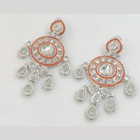 Rajwadi Collection Silver Pated Crystal Stone Dangler Earrings