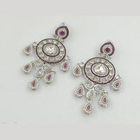 Rajwadi Collection Silver Pated Crystal Stone Dangler Earrings