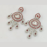 Rajwadi Collection Silver Pated Crystal Stone Dangler Earrings