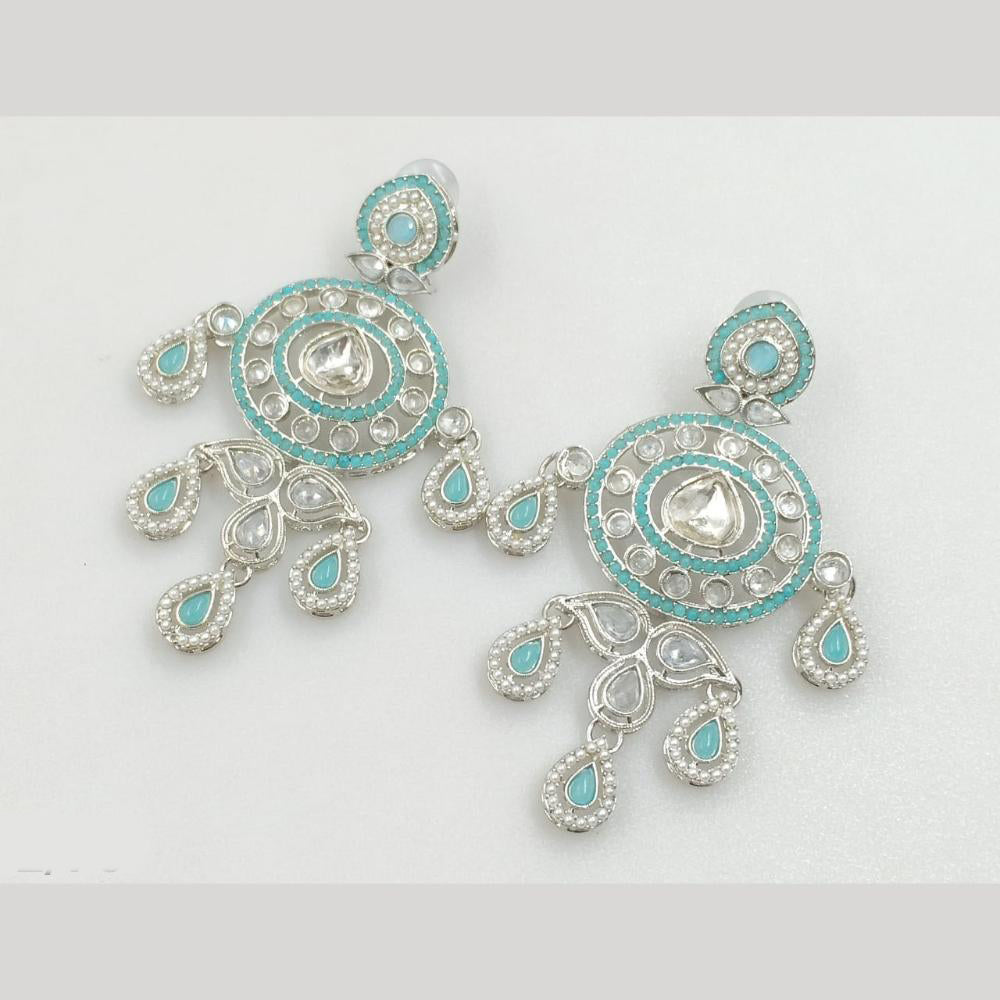 Rajwadi Collection Silver Pated Crystal Stone Dangler Earrings