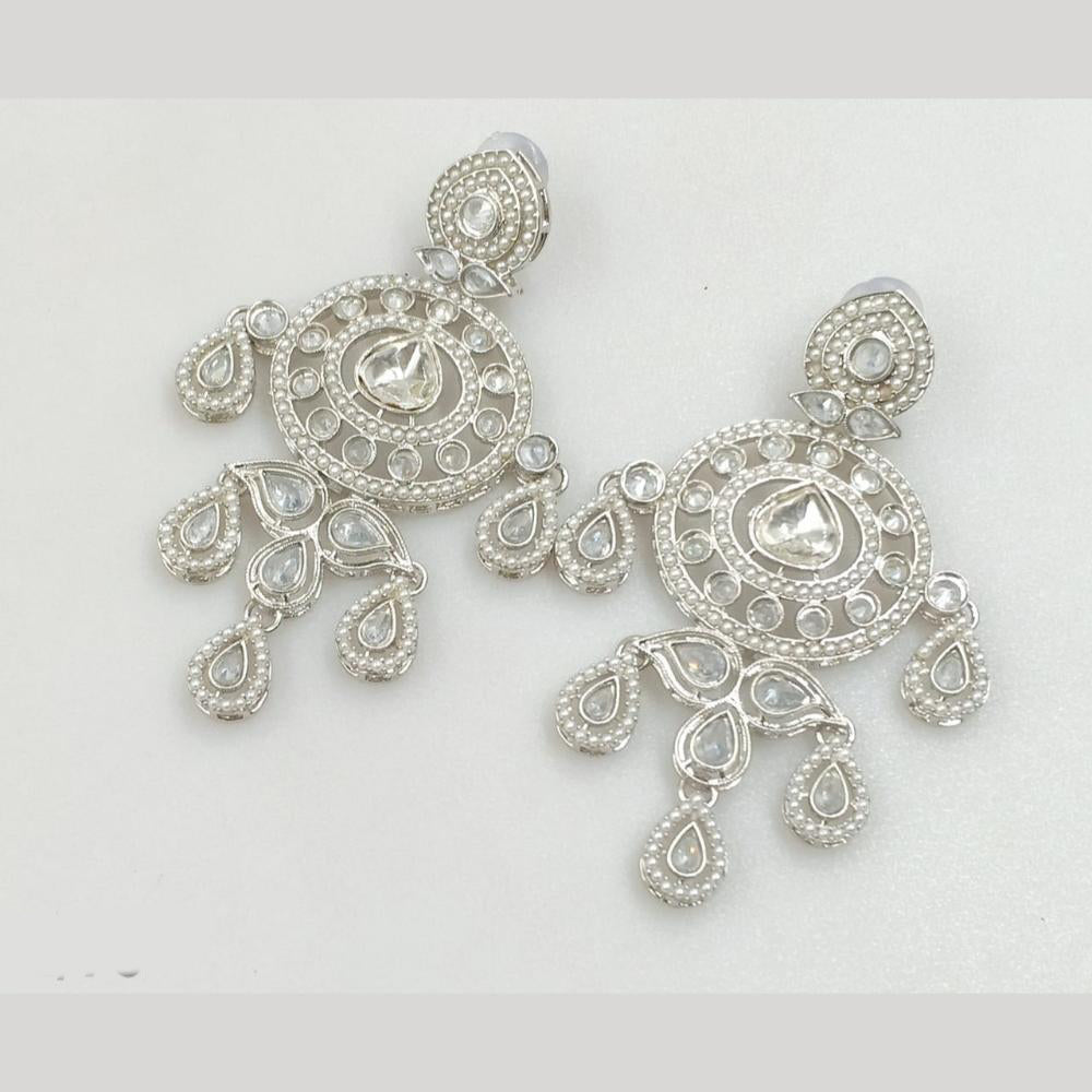 Rajwadi Collection Silver Pated Crystal Stone Dangler Earrings