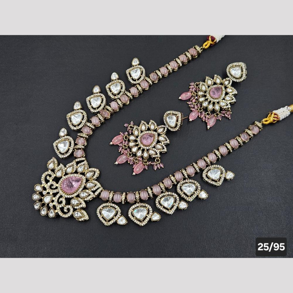 Rajwadi Collection Gold Plated Polki Kundan Stone Necklace Set