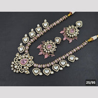 Rajwadi Collection Gold Plated Polki Kundan Stone Necklace Set