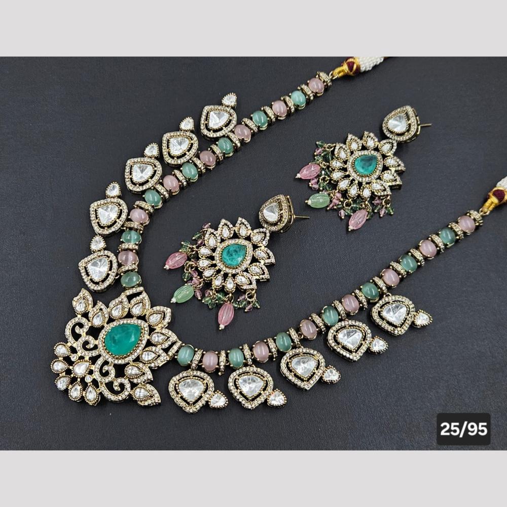 Rajwadi Collection Gold Plated Polki Kundan Stone Necklace Set