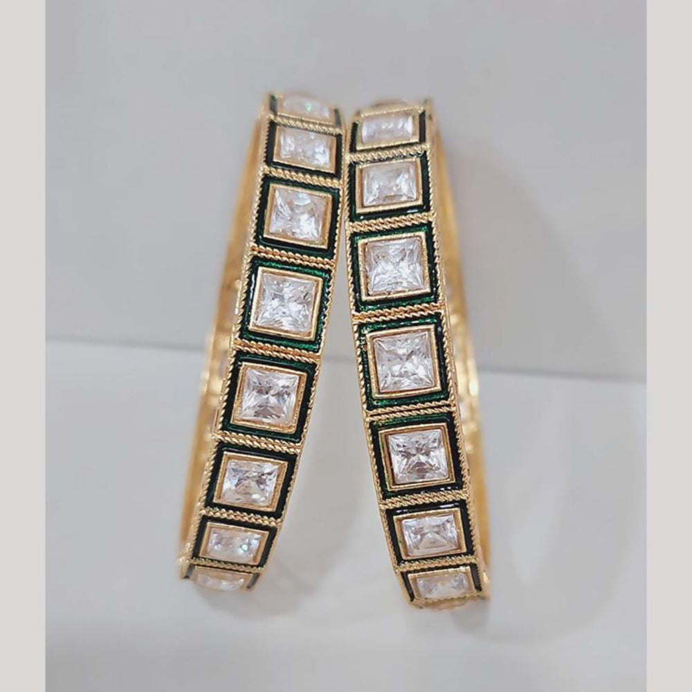 Rajwadi Collection Gold Plated Crystal Stone And Meenakari Bangles Set