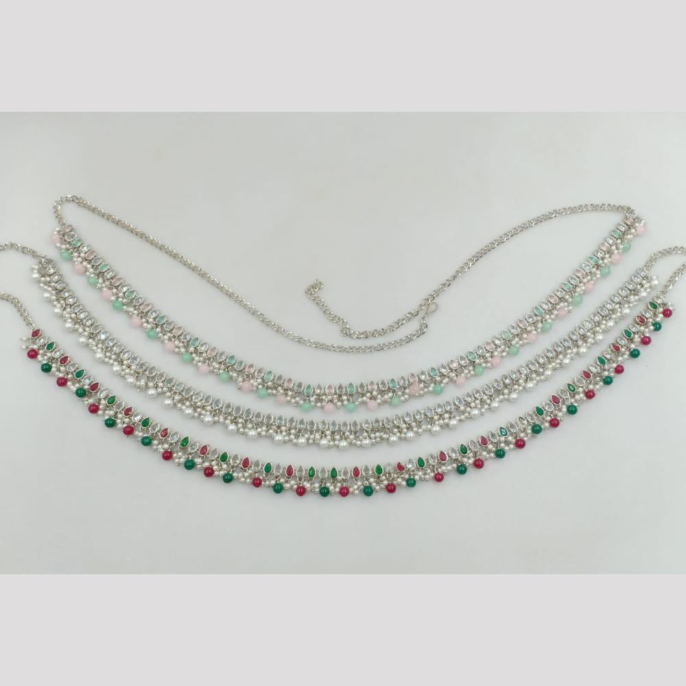 Rajwadi Collection Silver Plated Crystal Stone Kamarband (1 Piece Only)