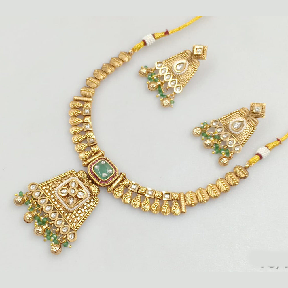 Rajwadi Collection Gold Plated Crystal Stone And Beads Necklace Set