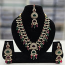 Rajwadi Collection Gold Plated Pota Stone And Crystal Stone Beads Necklace Set