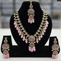 Rajwadi Collection Gold Plated Pota Stone And Crystal Stone Beads Necklace Set