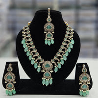 Rajwadi Collection Gold Plated Pota Stone And Crystal Stone Beads Necklace Set