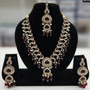 Rajwadi Collection Gold Plated Pota Stone And Crystal Stone Beads Necklace Set