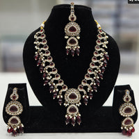 Rajwadi Collection Gold Plated Pota Stone And Crystal Stone Beads Necklace Set
