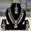 Rajwadi Collection Gold Plated Pota Stone And Crystal Stone Beads Necklace Set