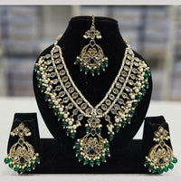 Rajwadi Collection Gold Plated Crystal Stone And Beads Necklace Set
