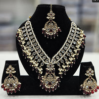 Rajwadi Collection Gold Plated Crystal Stone And Beads Necklace Set