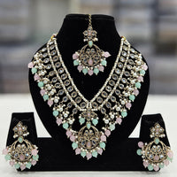 Rajwadi Collection Gold Plated Crystal Stone And Beads Necklace Set