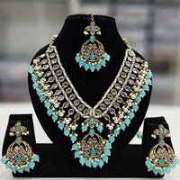 Rajwadi Collection Gold Plated Crystal Stone And Beads Necklace Set