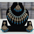 Rajwadi Collection Gold Plated Crystal Stone And Beads Necklace Set