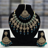 Rajwadi Collection Gold Plated Crystal Stone And Beads Necklace Set