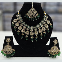 Rajwadi Collection Gold Plated Crystal Stone And Beads Necklace Set