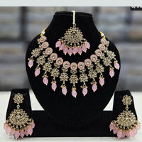 Rajwadi Collection Gold Plated Crystal Stone And Beads Necklace Set