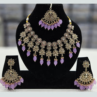 Rajwadi Collection Gold Plated Crystal Stone And Beads Necklace Set