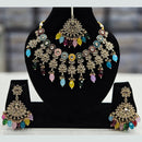 Rajwadi Collection Gold Plated Crystal Stone And Beads Necklace Set