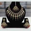 Rajwadi Collection Gold Plated Crystal Stone And Beads Necklace Set