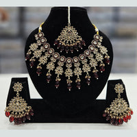 Rajwadi Collection Gold Plated Crystal Stone And Beads Necklace Set