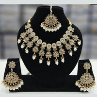 Rajwadi Collection Gold Plated Crystal Stone And Beads Necklace Set