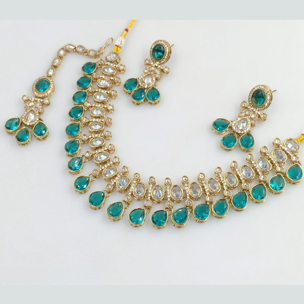 Rajwadi Collection Gold Plated Crystal Stone Necklace Set