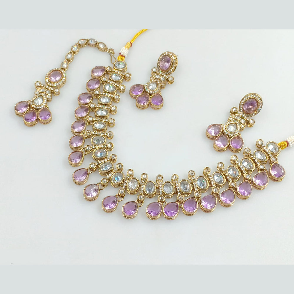 Rajwadi Collection Gold Plated Crystal Stone Necklace Set
