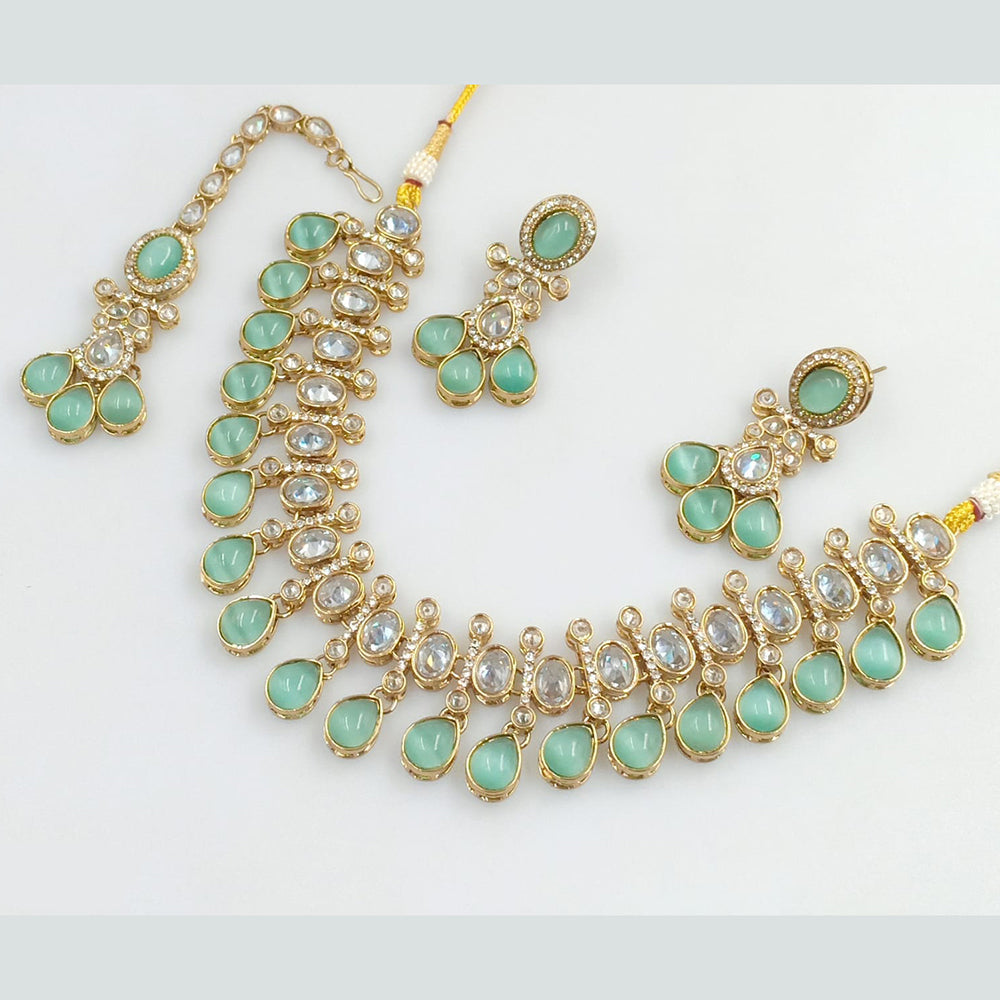 Rajwadi Collection Gold Plated Crystal Stone Necklace Set