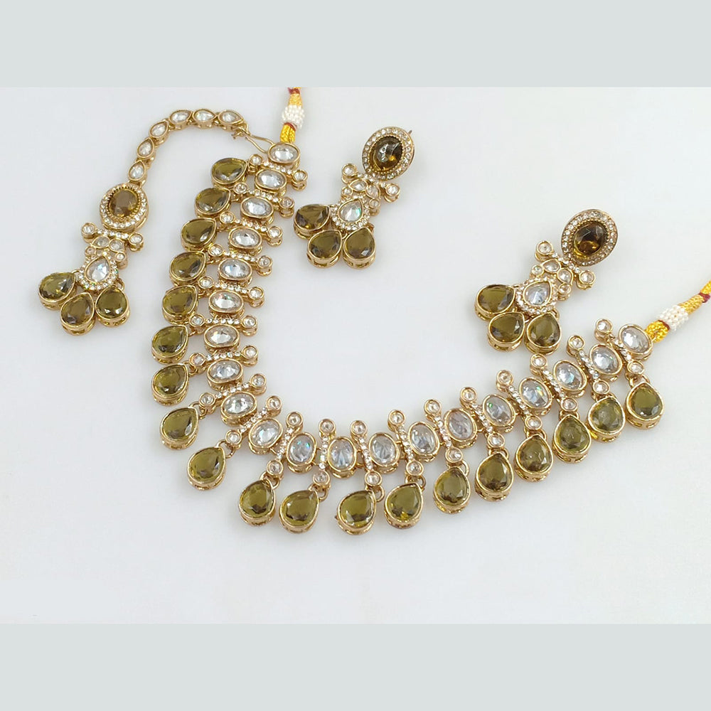 Rajwadi Collection Gold Plated Crystal Stone Necklace Set