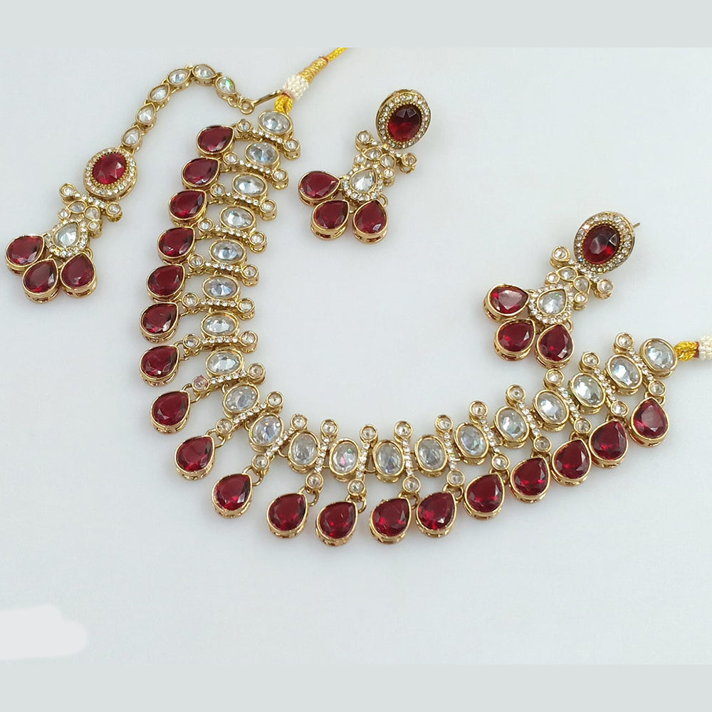 Rajwadi Collection Gold Plated Crystal Stone Necklace Set