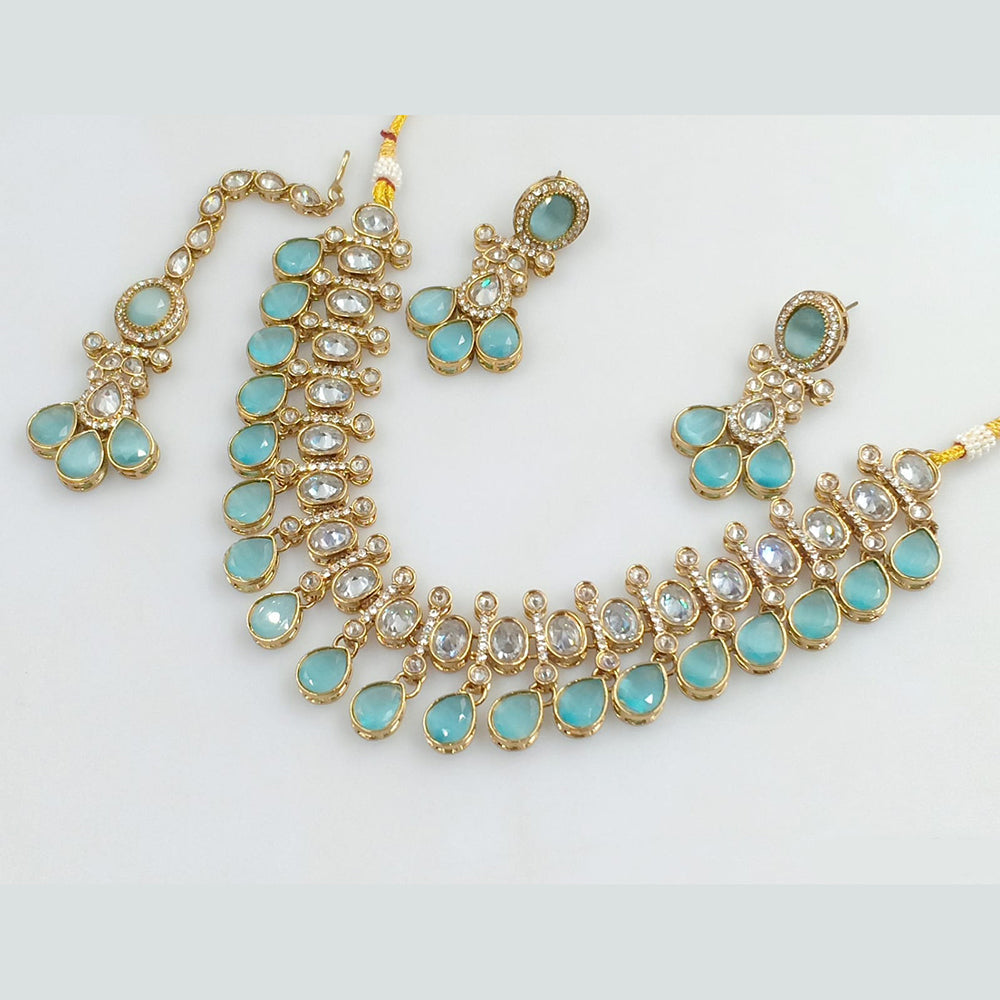 Rajwadi Collection Gold Plated Crystal Stone Necklace Set