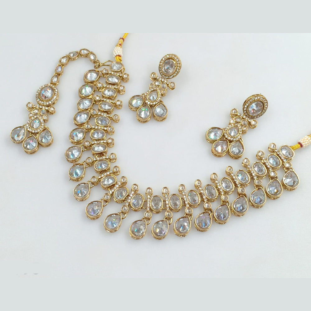 Rajwadi Collection Gold Plated Crystal Stone Necklace Set
