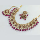Rajwadi Collection Gold Plated Crystal Stone And Beads Necklace Set