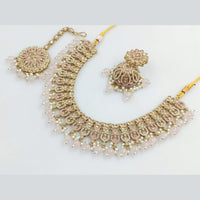 Rajwadi Collection Gold Plated Crystal Stone And Beads Necklace Set