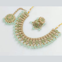 Rajwadi Collection Gold Plated Crystal Stone And Beads Necklace Set