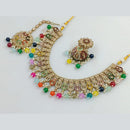 Rajwadi Collection Gold Plated Crystal Stone And Beads Necklace Set