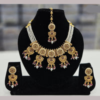 Rajwadi Collection Gold Plated Crystal Stone And Beads Necklace Set