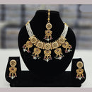 Rajwadi Collection Gold Plated Crystal Stone And Beads Necklace Set