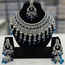 Rajwadi Collection Silver Plated Crystal Stone And Beads Necklace Set