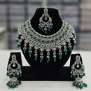 Rajwadi Collection Silver Plated Crystal Stone And Beads Necklace Set