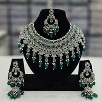 Rajwadi Collection Silver Plated Crystal Stone And Beads Necklace Set